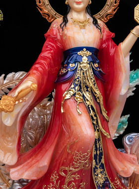 汉白玉九天玄女神像供奉家居摆件