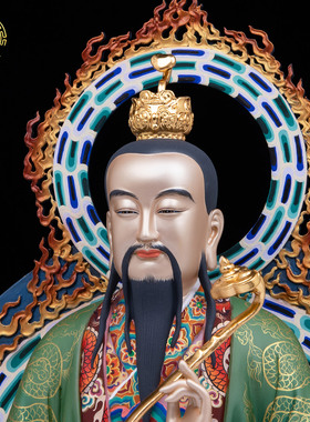 三清道祖神像铜彩绘道家供奉摆件