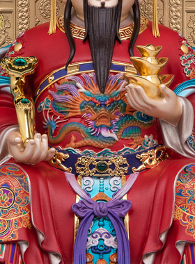 纯铜汉白玉财神爷像家用招财摆件