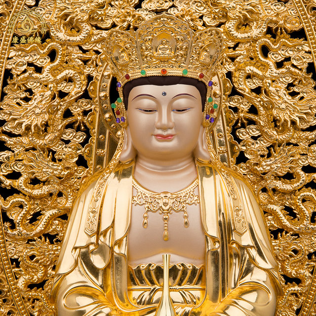 Bronze worship of Vairocana Guanyin Buddha statue in Chinese style living room