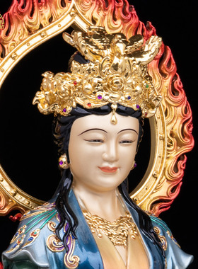 九天玄女像黄铜国潮彩绘供奉摆件