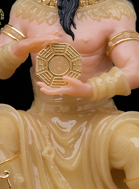三皇大帝神像黄玉描金家用工艺品