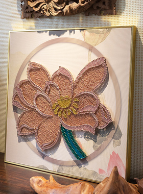 弦丝画diy手工制作材料包钉子画绕线画中式莲花送长辈节日礼物