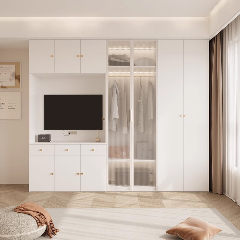 现代简约卧室衣柜梳妆台电视柜一体组合家用小户型储物柜定制实木,淘宝优惠券,粉丝福利购,淘宝优惠卷
