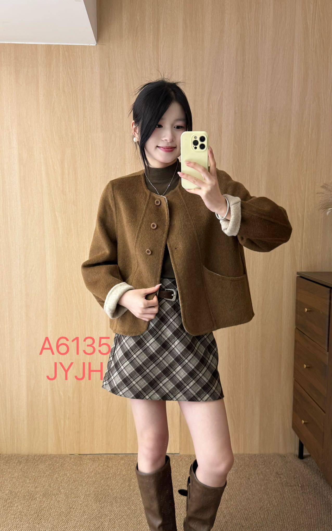 韩国2025新款三粒扣前短后长双面羊毛大衣女短款毛呢外套6135,淘宝优惠券,粉丝福利购,淘宝优惠卷