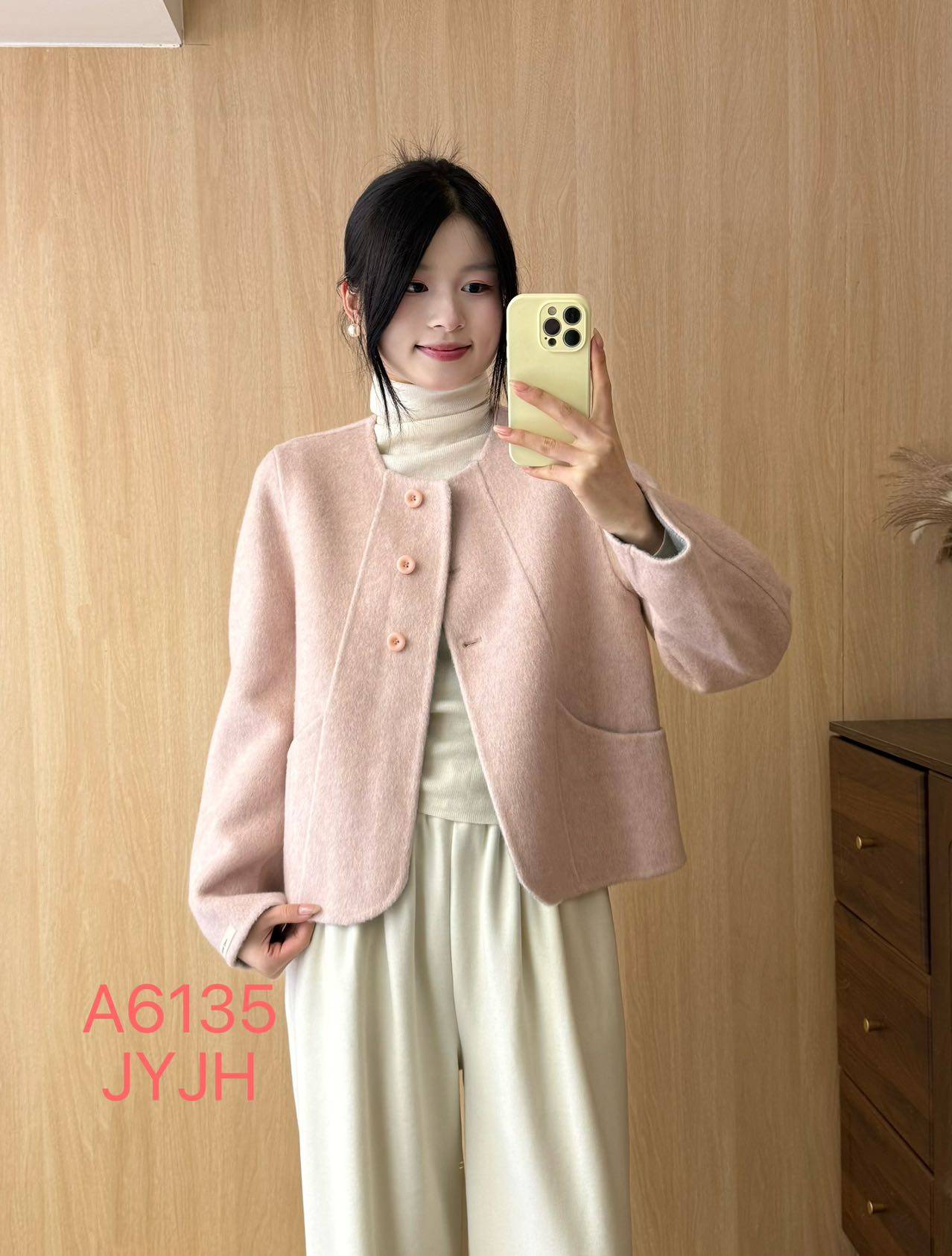 韩国2025新款三粒扣前短后长双面羊毛大衣女短款毛呢外套6135,淘宝优惠券,粉丝福利购,淘宝优惠卷