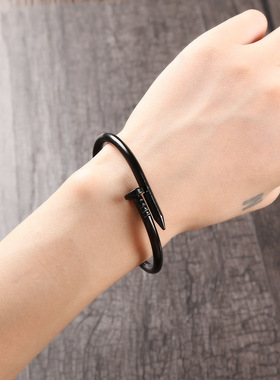 钛钢开口送戒指钉子手镯王源同款