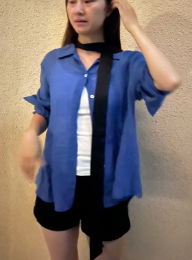 法式纯色细飘带丝巾 百搭慵懒风领巾 四季通用发带两用