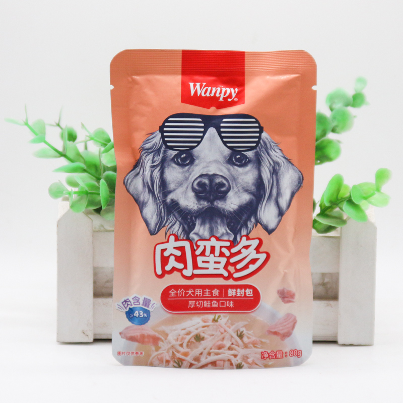 Wanpy顽皮肉蛮多鲜封包狗罐头鲑鱼鸡肉泰迪狗零食妙鲜狗湿粮拌饭