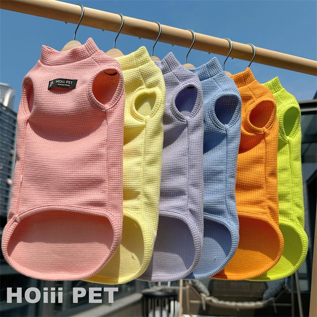 HOiii PET Summer Multi Color Waffle Tank Top German Clothes Hairless Cat Clothes Breathable Air Conditioning Clothes Cotton