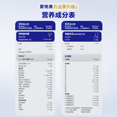爱他美白金澳洲版全新升级加量DHA叶黄素配方奶粉1段800g0-6月 - 图0