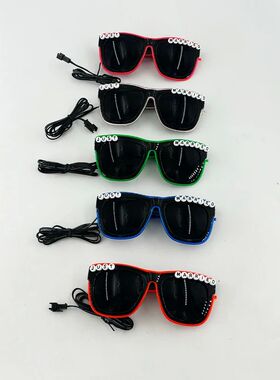 White Just Married LED Luminous Glasses Heart Shaped EL Neon