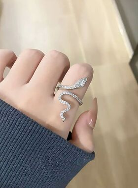 Stainless Steel Open Snake Ring for Women Girls Gothic Punk