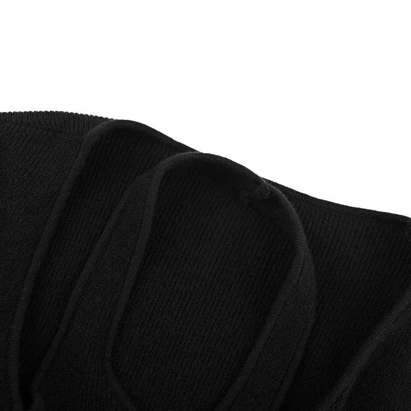 sdeer圣迪奥冬装女装不规则领露肩拼接修身针织衫S234Z3530 - 图1