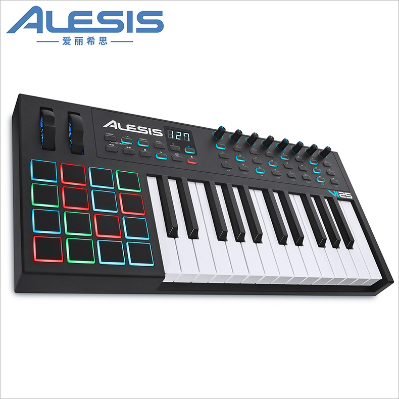 美国 爱丽希思 ALESIS VI25 音乐编作曲MIDI键盘半配重25键控制器 - 图1