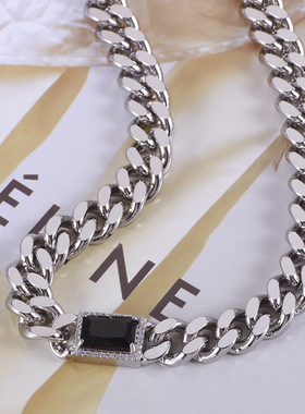 欧美嘻哈潮流几何方形锁骨链