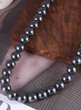 女时尚大溪地黑色珍珠项链