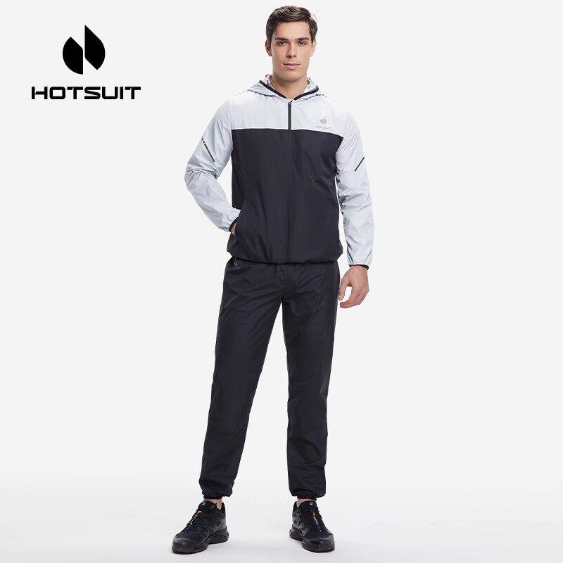 hotsuit后秀暴汗服女夜跑运动长袖套装夏季男发汗透气跑步健身服
