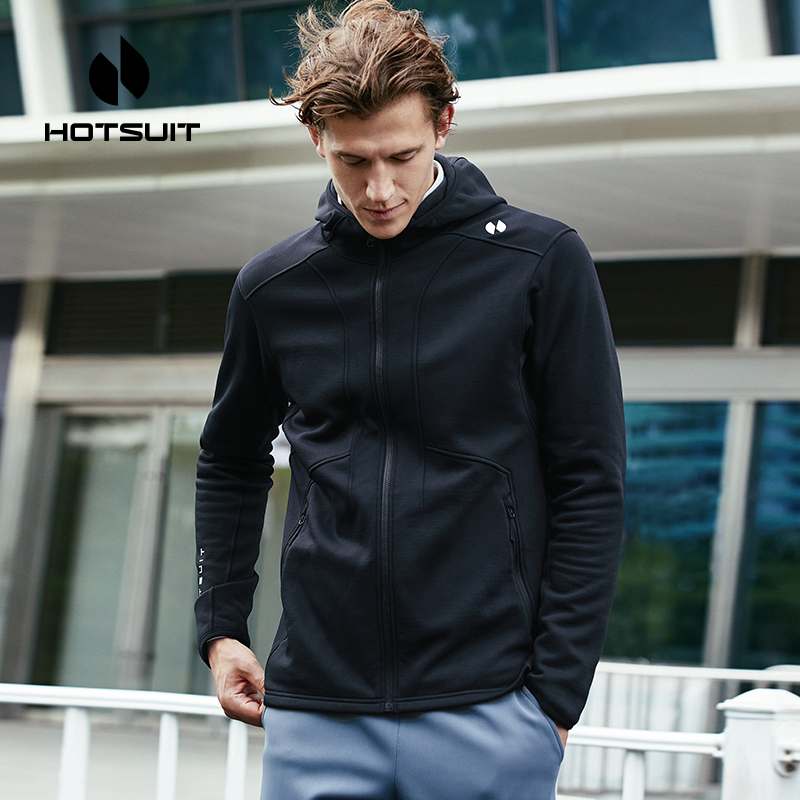 hotsuit后秀外套男士2025秋冬连帽加绒保暖开衫卫衣针织修身夹克 - 图3
