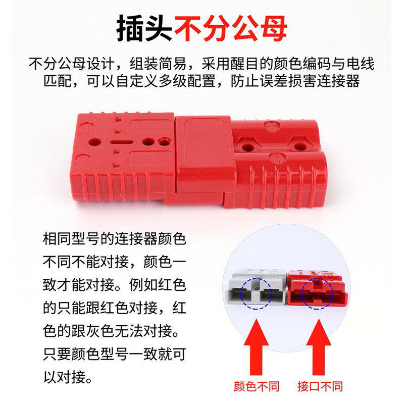 电动叉车蓄电池充电 安德森插头电瓶连接器50a120a175a350a接插件 - 图1