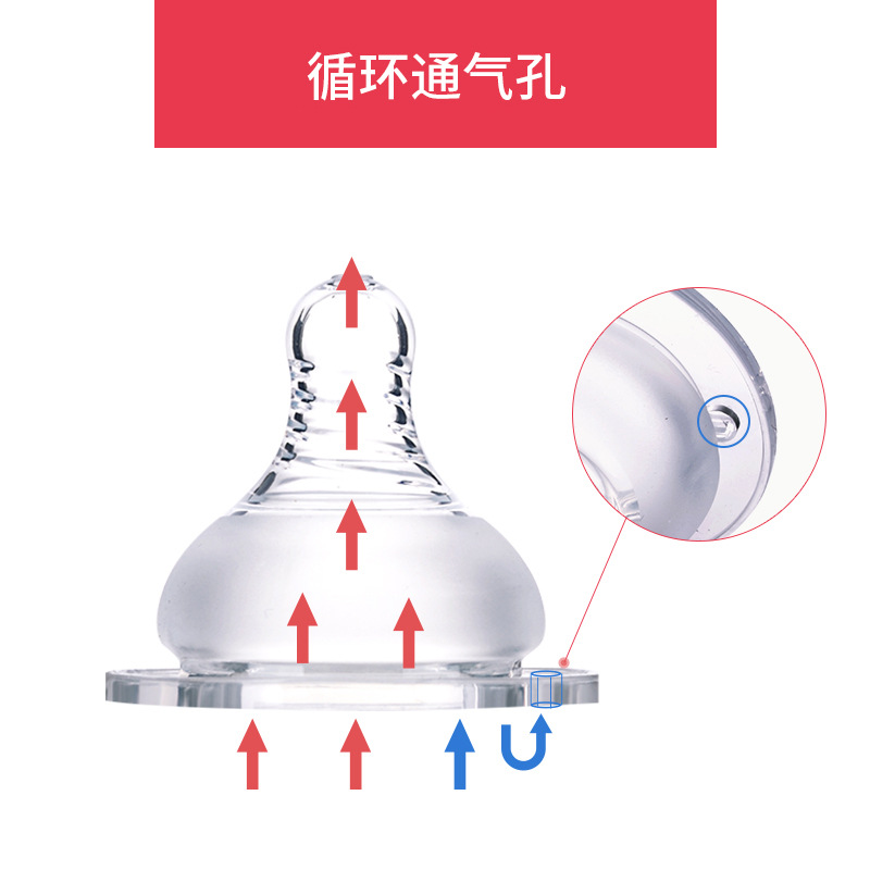 运智贝婴儿奶嘴宽口/标口硅胶奶嘴奶瓶奶嘴配件喂奶奶嘴4只装