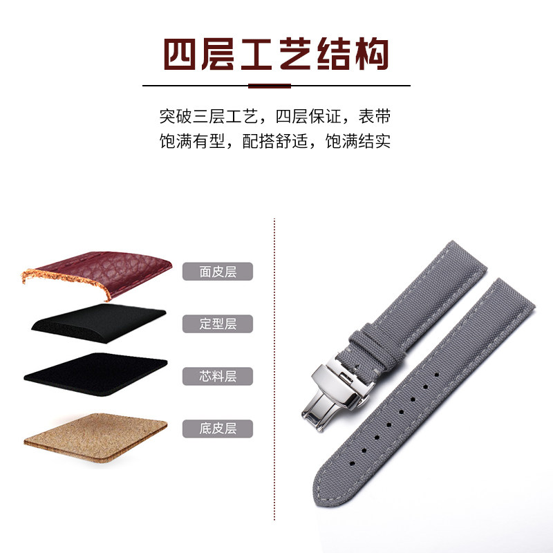 尼龙帆布适配海鸥西铁城精工手表带 梵诗达配件