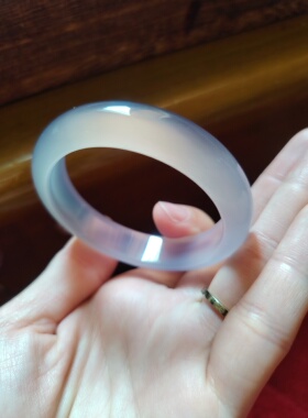 50圈口天然无烧无染色灰紫玉髓手镯马料玛瑙玉镯送女友生日礼物