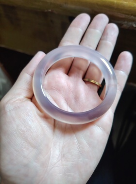 51-52圈口天然无烧无染色玉髓手镯马料紫玛瑙玉镯送女友生日礼物