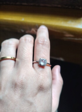 925纯银饰品翡翠A货玻璃体缅料白冰钢炮戒指活口可调节