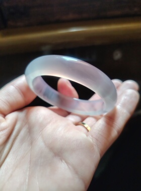 48.5圈口童镯天然原色无烧无染色灰紫色玉髓手镯宝宝生日礼物