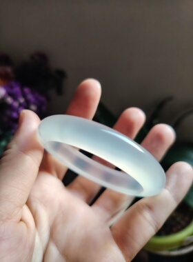 童镯天然玛瑙手镯女款高冰透玉镯白色玉髓冰种原色荔枝冻正品