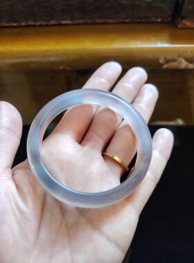 52-53圈口天然原色无烧无染色玉髓手镯送女友闺蜜生日礼物