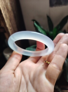 51-52圈口天然翡翠手镯女款冰种蓝水手镯送女友闺蜜生日礼物