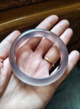 51圈口天然无烧无染色灰紫色玉髓手镯玛瑙玉镯女友生日礼物