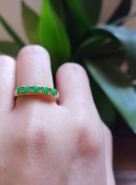 天然翡翠纯银戒指女小众设计开口玉石戒指礼物女生个性轻奢高级感