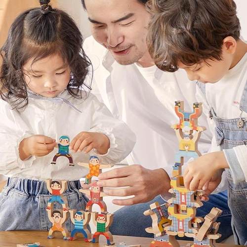 美乐童年大力士叠叠乐积木平衡玩具亲子互动早教桌游层层高游戏 - 图2