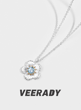 925纯银拉丝工艺花朵项链