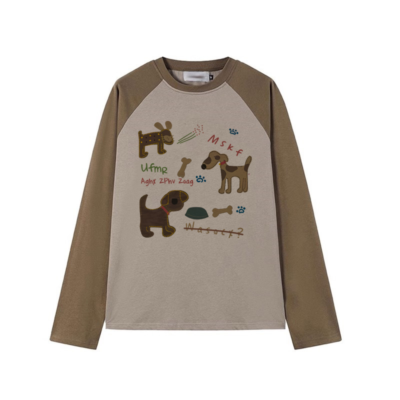 美式复古美拉德穿搭秋冬季新款大码长袖T恤女胖MM卡通动漫上衣ins - 图3