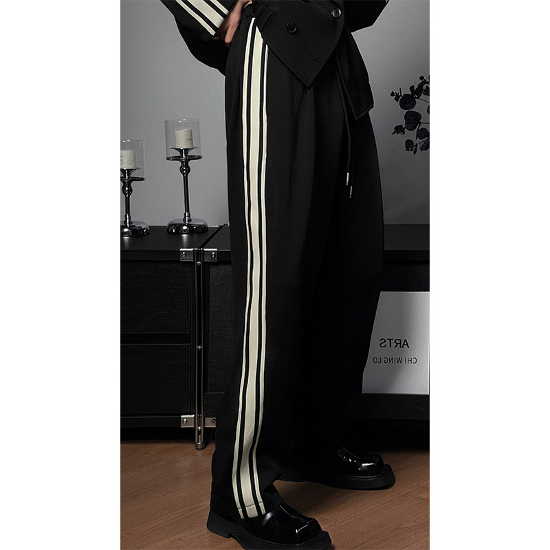 龙叨叨 原创设计撞色织带拼接西装套装 帅气休闲运动西服西裤新款,淘宝优惠券,粉丝福利购,淘宝优惠卷