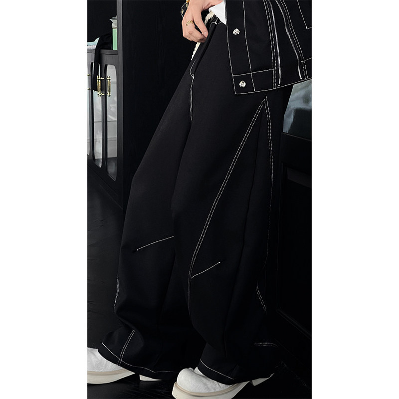 龙叨叨2025春季新品明线设计感解构夹克套装高街外套休闲弯刀裤男,淘宝优惠券,粉丝福利购,淘宝优惠卷