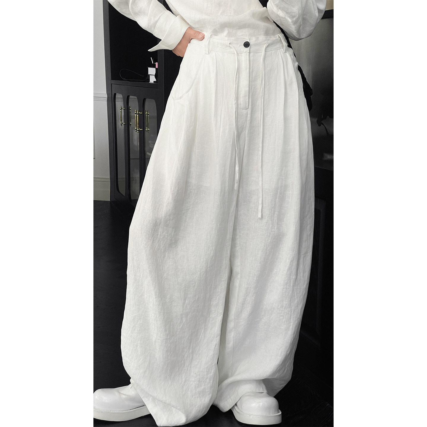 龙叨叨夏季新品老钱风亚麻衬衫套装男简约薄款长袖衬衣休闲长裤,淘宝优惠券,粉丝福利购,淘宝优惠卷