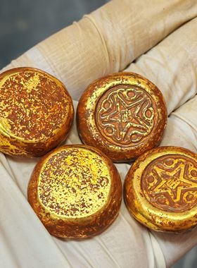 乡下收的稀有五星元宝金饼金锭招财金块旧货老物件古玩收藏单个价