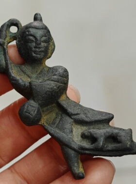 辽金青铜小辽人小铜人挂佛仕女保平安收藏品