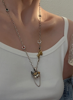 小狗头项链s925银ins时尚可爱简约配饰男潮酷女夏冷淡风