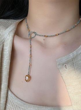 青暮 复古民族风小众天然石手作串珠项链复古新中式锁骨链女