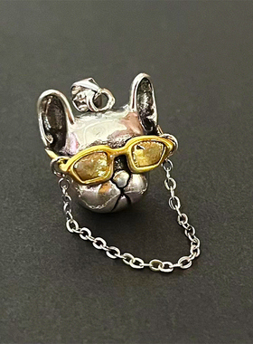 幺幺二九男士项链潮男高级生肖动物墨镜狗爷吊坠s925镀银链子欧美