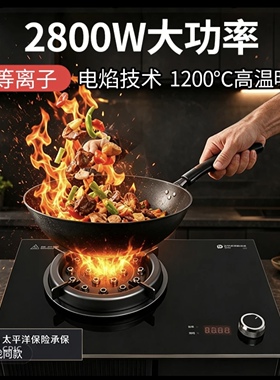 2800W旋钮数字显示款电焰灶电磁炉电陶炉台嵌两用电磁灶3C认证