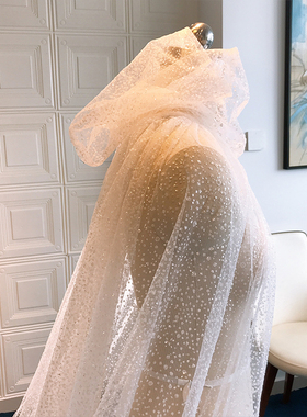 抖音网红新娘结婚披肩连帽星月烫钻斗篷闪发光头纱拖尾纱不含婚纱