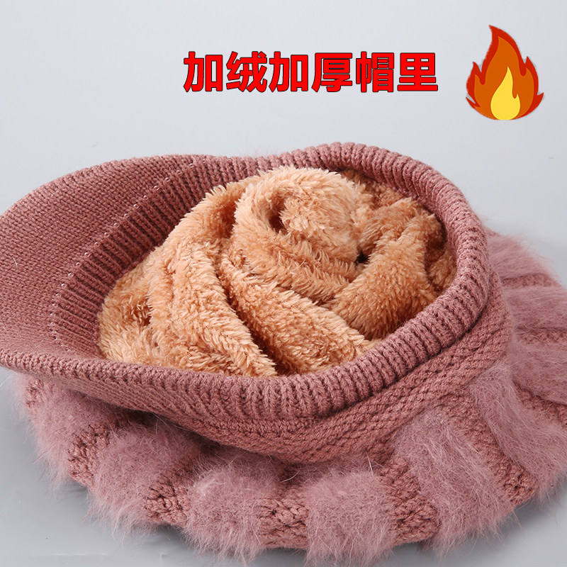 中老年人帽子女冬天兔毛线针织妈妈帽加绒厚秋季老太太奶奶保暖帽