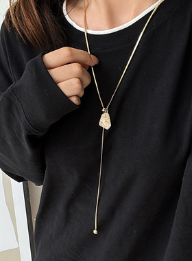 真金电镀不规则几何可调节项链轻奢高级感毛衣链个性时尚项饰